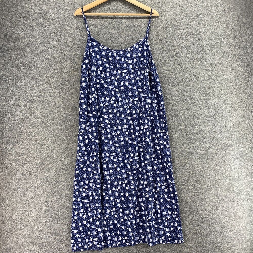 Jessica Stevens Dress Women 18 Plus Blue Floral Shift Midi Sleeveless Rayon